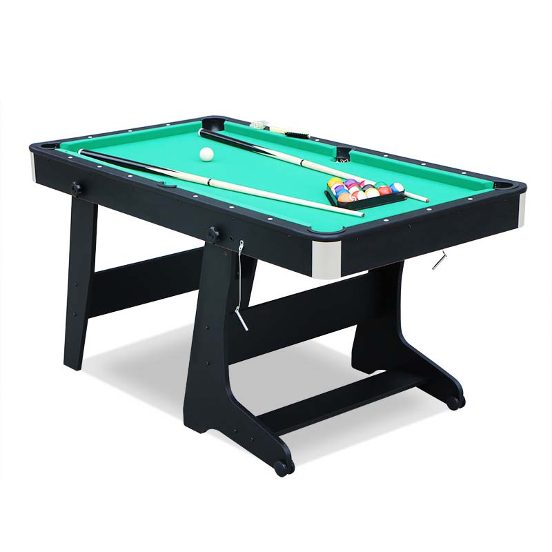 Black Folding Pool Table Billiard Table With Wheels Feite Sports